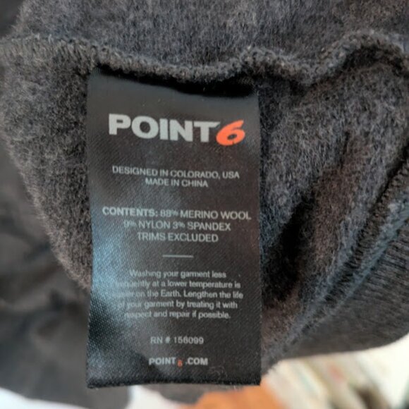 POINT 6 Women Sz L Hoodie Charcoal Gray 88% Merino 9% Nylon Livin' It Wool - Picture 2 of 4